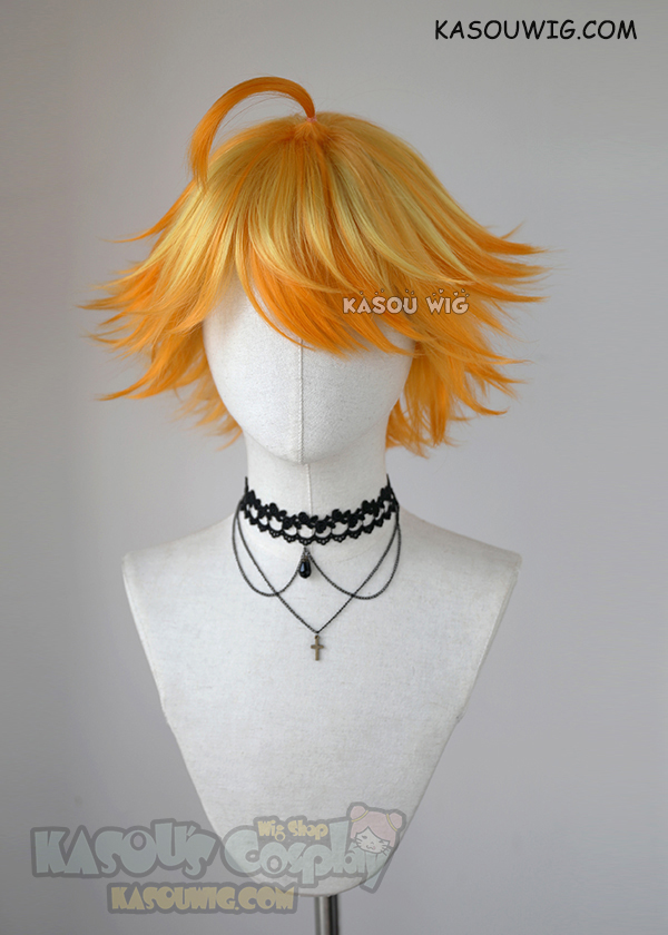 Anime The Promised Neverland Emma Short Curly Yellow Cosplay Wigs