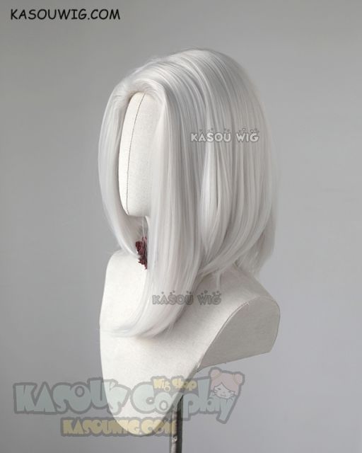 Overwatch Ashe silver white side-parted asymmetric bob shoulder-length cosplay wig