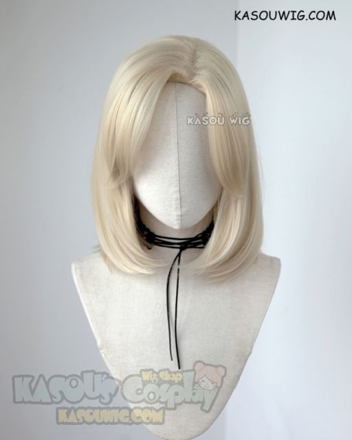 Overwatch Mercy shoulder-length bob cut cosplay wig with side-parted bangs