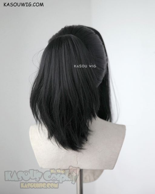 My Hero Academia Yaoyorozu Momo black thick ponytail cosplay wig . KA032