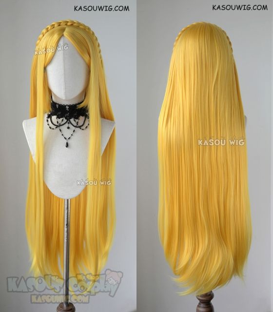 Legend of Zelda Breath of the Wild Princess Zelda 100 cm long yellow straight wig with braid SP35