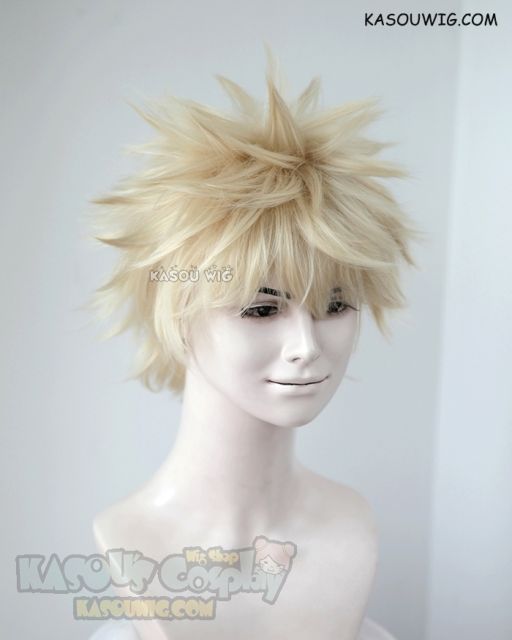 My Hero Academia Bakugo Katsuki short blonde fluffy wig with spikes