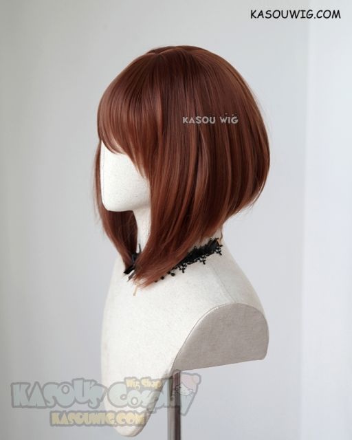 My Hero Academia Uraraka Ochako shoulder length brown bob cosplay wig . KA026