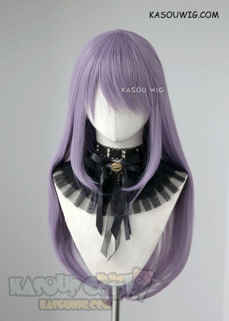 L-2 / SP33 grayish purple long  75cm long straight wig . Heating Resistant fiber