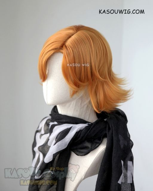 RWBY Nora Valkyrie short flippy orange wig with side parted bangs