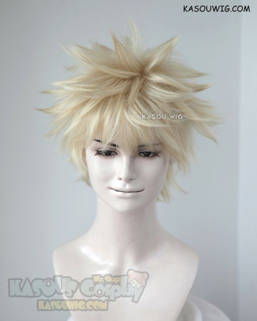 My Hero Academia Bakugo Katsuki short blonde fluffy wig with spikes