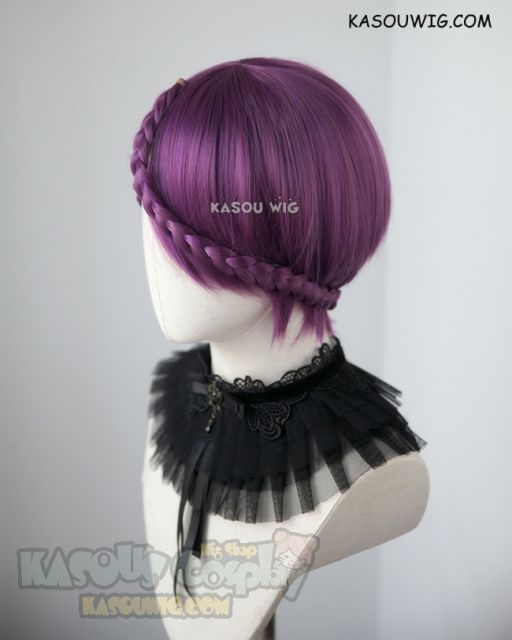 Houseki no Kuni Amethyst short purple cosplay wig with clip-on braid