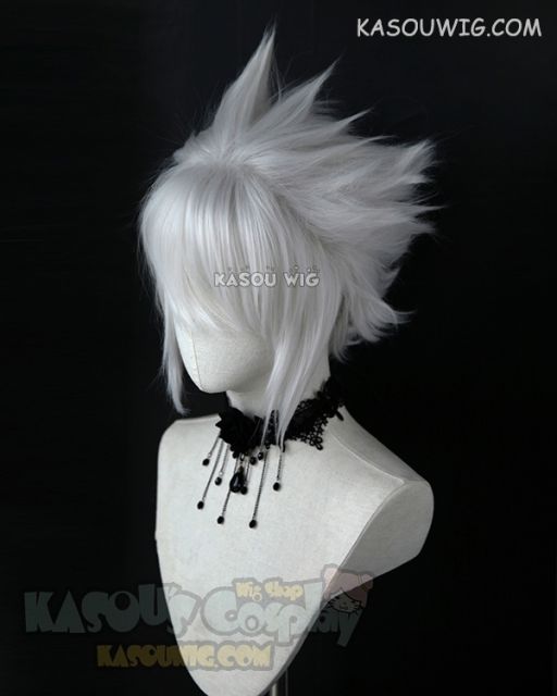 S-5 KA002 31cm / 12.2" short silver white spiky layered cosplay wig