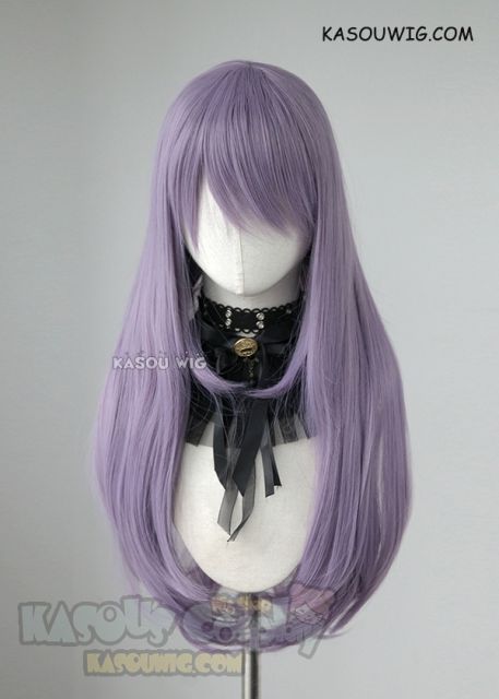 L-2 / SP33 grayish purple long  75cm long straight wig . Heating Resistant fiber