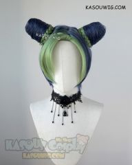 JOJO  JoJo's Bizarre Adventure Jolyne Kujoh blue green cosplay wig with buns