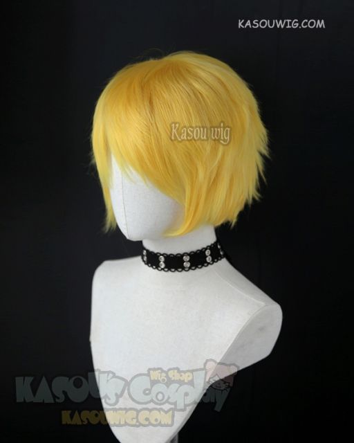 S-1 / SP35 >>31cm / 12.2" short bright yellow layered wig, easy to style,Hiperlon fiber