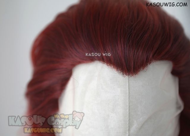 Lace Front>> Kingdom Hearts Axel slicked back brown-red ombre cosplay wig