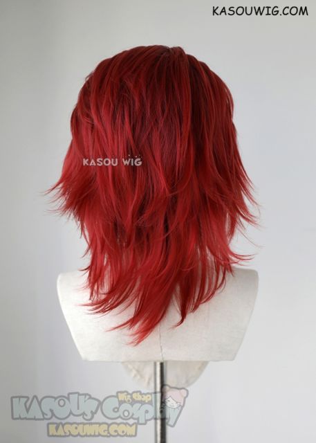 Lace Front>> Kingdom Hearts Axel slicked back brown-red ombre cosplay wig