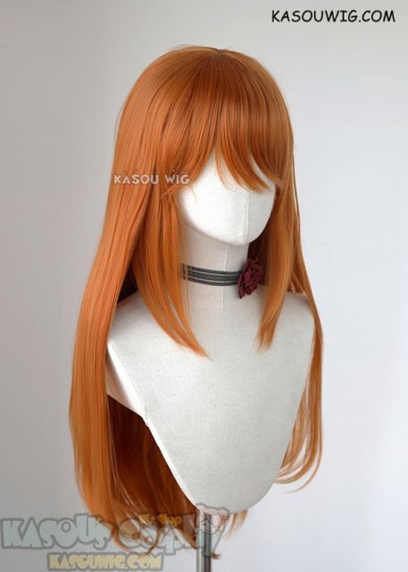 L-2 / KA021 burnt orange 75cm long straight wig . Heating Resistant fiber