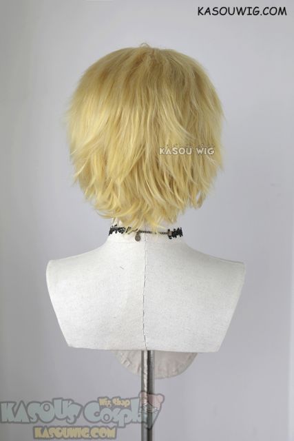 S-1 / KA010 >>31cm / 12.2" short light yellow blonde layered wig, easy to style,Hiperlon fiber