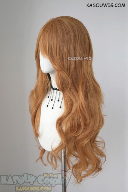 L-3 / SP19 pastel orange long layers loose waves cosplay wig . heat-resistant fiber