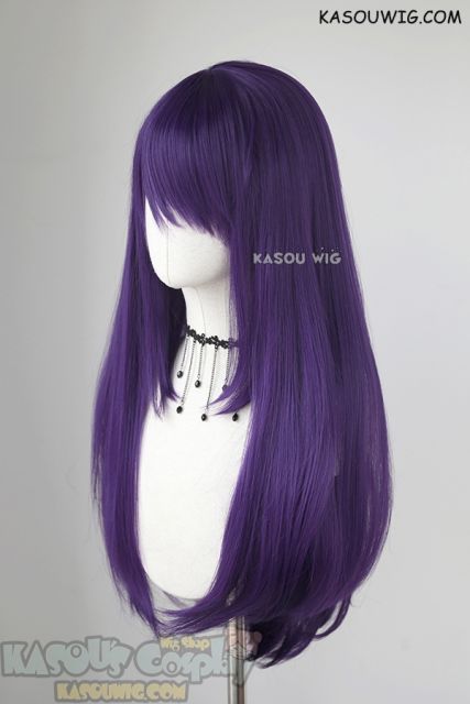 L-2 / SP37 Indigo Purple 75cm long straight wig . Heating Resistant fiber