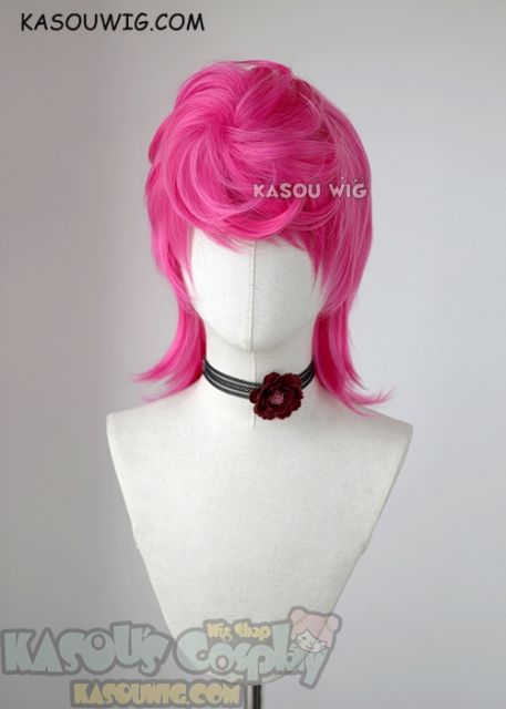 JOJO JoJo's Bizarre Adventure Trish Una pink layered wig with a bun