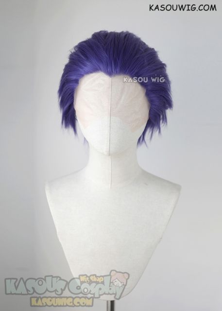 Lace Front>> My hero academia Shinsou Hitoshi purple all back spiky cosplay wig. LFS-1