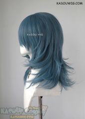 Fire Emblem Three Houses Byleth female 52cm long layered grayish blue cosplay wig