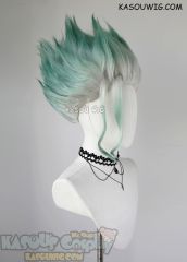 Dr. Stone Senku Ishigami short spiky white green ombre cosplay wig