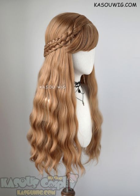 Frozen2 Princess Anna pre-styled 73cm long light brown wavy cosplay wig