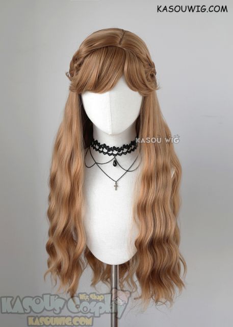 Frozen2 Princess Anna pre-styled 73cm long light brown wavy cosplay wig