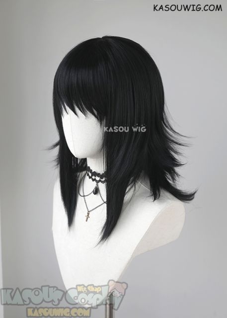 Kimetsu no Yaiba Demon Slayer Makomo black layered medium length cosplay wig