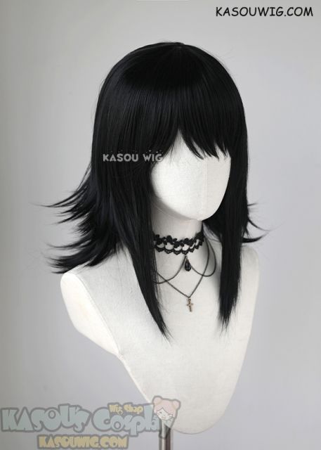 Kimetsu no Yaiba Demon Slayer Makomo black layered medium length cosplay wig