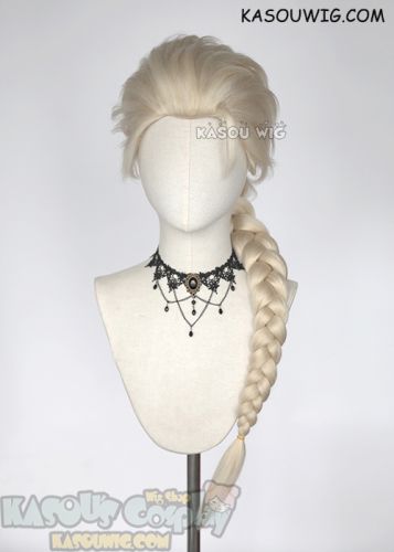 Queen Elsa pale blonde long braid cosplay wig
