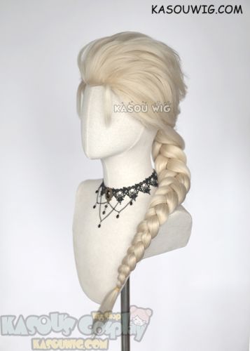 Queen Elsa pale blonde long braid cosplay wig
