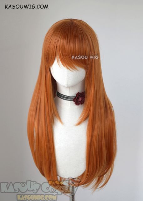 L-2 / KA021 burnt orange 75cm long straight wig . Heating Resistant fiber