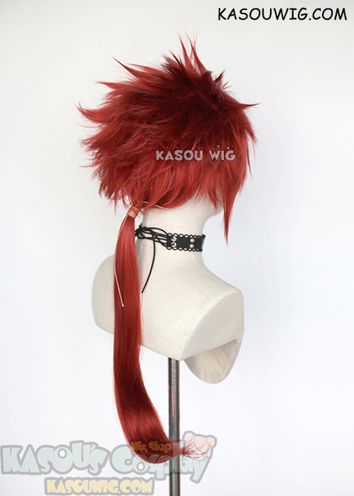 Final Fantasy 7 FF7 Reno red spiky cosplay wig with ponytail