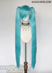 [ 2 COLORS ] 100cm / 39.5" Vocaloid Hatsune Miku long teal blue straight clip-on pigtail wig