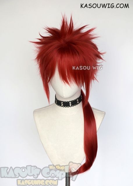 Final Fantasy 7 FF7 Reno red spiky cosplay wig with ponytail