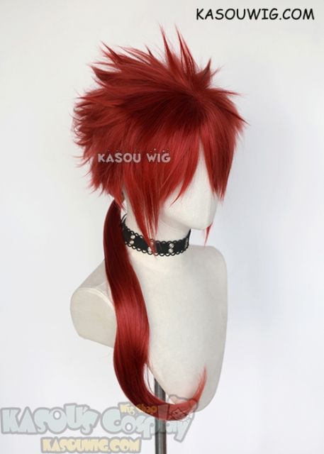 Final Fantasy 7 FF7 Reno red spiky cosplay wig with ponytail