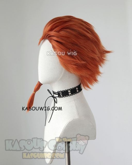 Danganronpa Kuwata Leon reddish orange slicked back spiky cosplay wig