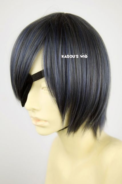 Black Butler / Kuroshitsuji lady Ciel female version gray mix blue cosplay wig . lolita wig ( SP29 )