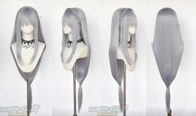 Re Zero / Re Life in a Different World from Zero Emiria 110cm long straight silver lavender cosplay wig . SP26