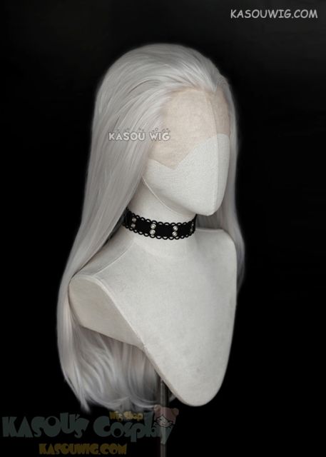 Lace Front>>  Voltron Prince Lotor silver white 72cm long slicked-back straight cosplay wig KA002