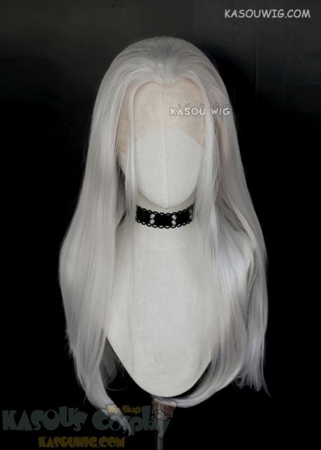 Lace Front>>  Voltron Prince Lotor silver white 72cm long slicked-back straight cosplay wig KA002