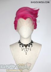 Lace Front>> Overwatch Zarya short pre-styled pink cosplay wig