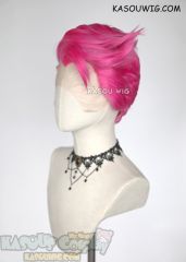 Lace Front>> Overwatch Zarya short pre-styled pink cosplay wig