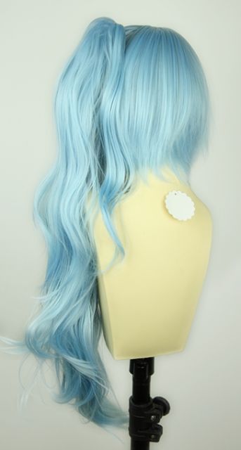 Panty and Stocking with Garterbelt Kneesocks baby blue Cosplay Wig with long bangs + wave clip