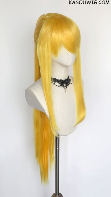 Samus Aran yellow high-tied ponytail wig with long straight clip