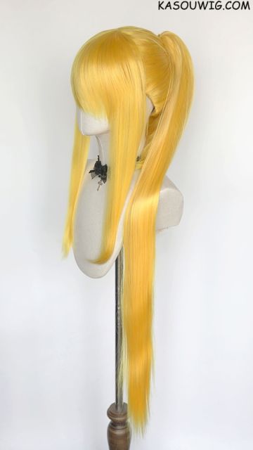 Samus Aran yellow high-tied ponytail wig with long straight clip