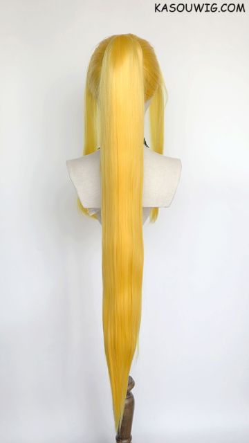 Samus Aran yellow high-tied ponytail wig with long straight clip