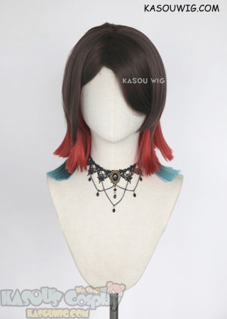 Kimetsu no Yaiba Demon Slayer Enmu brown red ombre wig