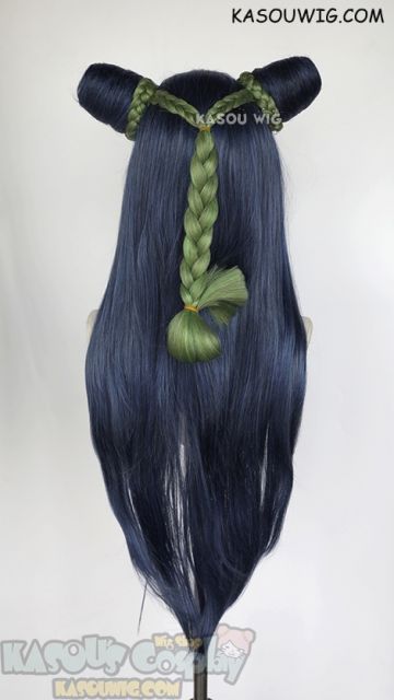 JOJO JoJo's Bizarre Adventure Jolyne Kujoh long VER. blue green cosplay wig with buns