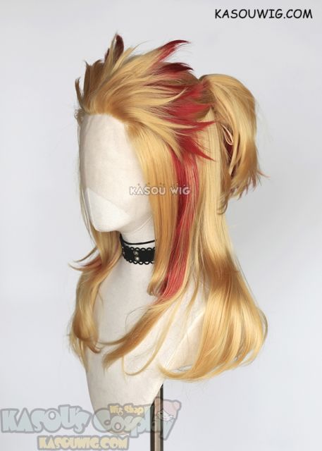 Lace Front>>Kimetsu no Yaiba Demon Slayer Kyojuro Rengoku layered golden wig